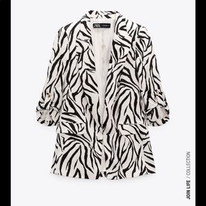 NWT - ZARA ROLLED UP ZEBRA BLAZER
